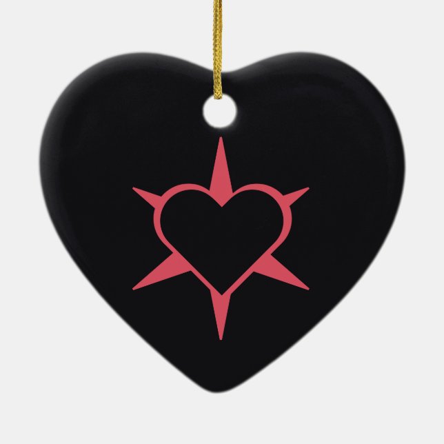 Herz Heart Cœur Cuore Star Starlet Sternchen Stern Julgransprydnad Keramik (Baksidan)