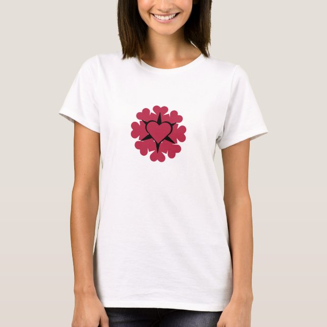 Herz Heart Cœur Cuore Star Starlet Sternchen Stern T Shirt (Framsida)