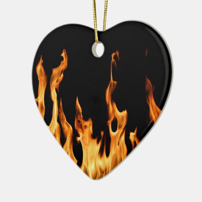 Herz Heart Cœur Flammen Flame Flames Feuer Fire  Julgransprydnad Keramik (Vänster)
