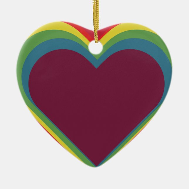 Herz ♥ Heart - Rainbow Färg - Regenbogenfarben Julgransprydnad Keramik (Framsidan)