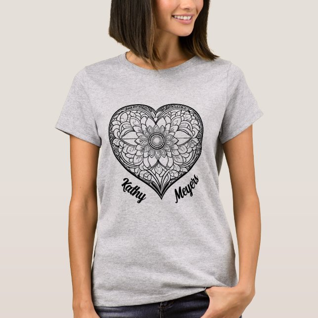 Herz mit Ornamenten T Shirt (Framsida)
