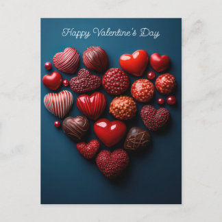 Herzen aus Schokolade und Pralinen Valentinstag Vykort
