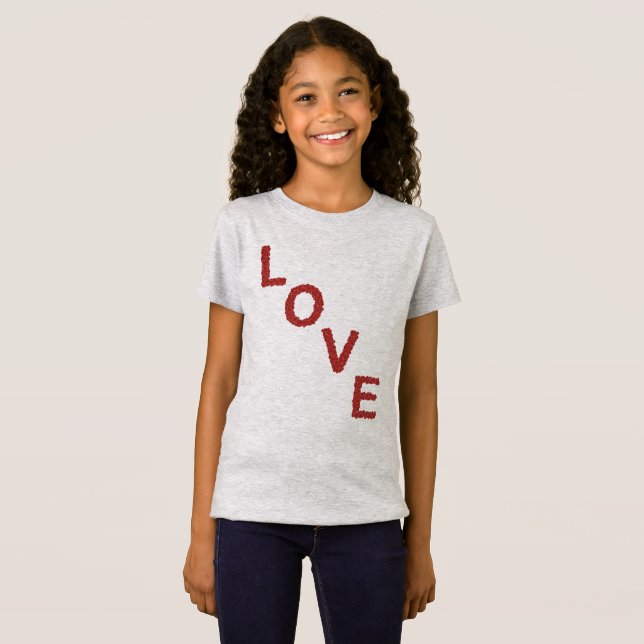 Herzhaftes LOVE-Design aus roten Herzen für Sie T Shirt (Hel framsida)
