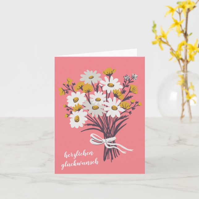 Herzlichen Glückwunsch Gänseblümchenstrauß Geburts Kort (Gul blomma)