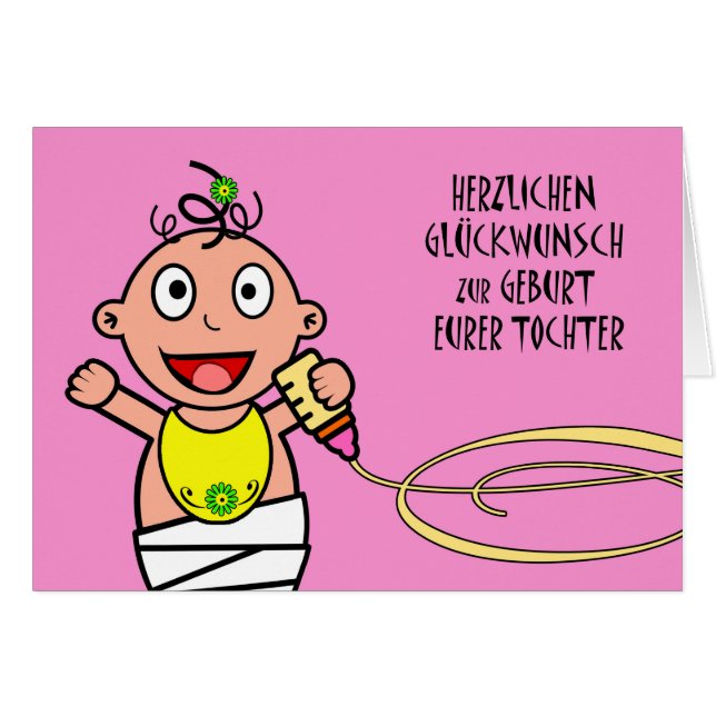 Herzlichen Glückwunsch zur Geburt Eurer Tochter Hälsningskort (Framsidan Horizontal)