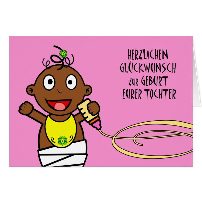 Herzlichen Glückwunsch zur Geburt Eurer Tochter Hälsningskort (Framsidan Horizontal)