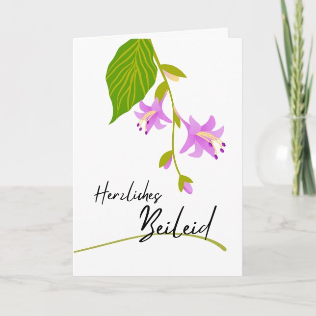 Herzliches Beileid Sympathy på tyska Hostas Kort (Framsida)