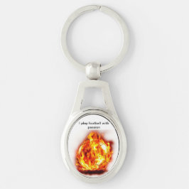 „Herzschlag des Spiels – Fußball ist Leidenschaft“ Ovalt Silverfärgad Nyckelring