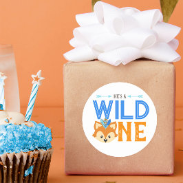He's a Wild One Woodland Fox 1st Birthday Stickers Runt Klistermärke