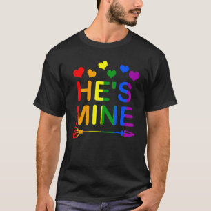 Hes Mine Pride LGbt Flagga Matching Gay Lesbisk LG T Shirt