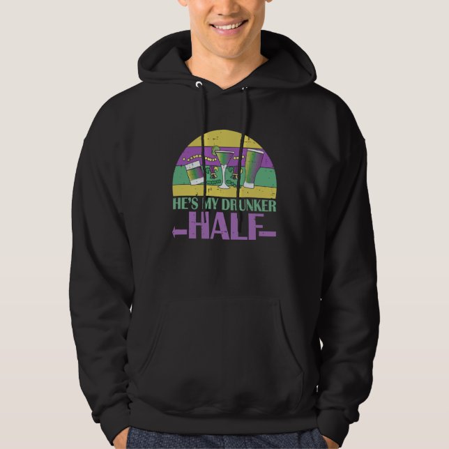He's My Drunker Half Matching Couple Girlfriend Ma Hoodie (Framsida)