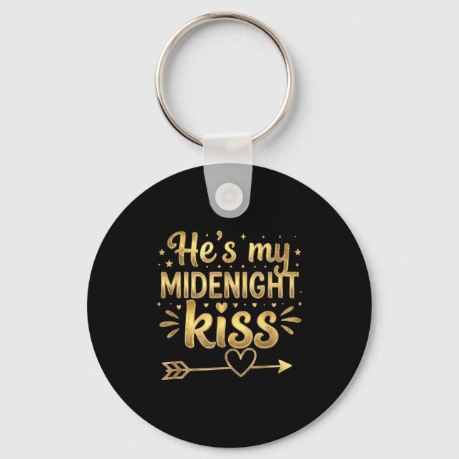 He's My Midnight Kiss Happy New Year Matching Coup Nyckelring (Framsida)