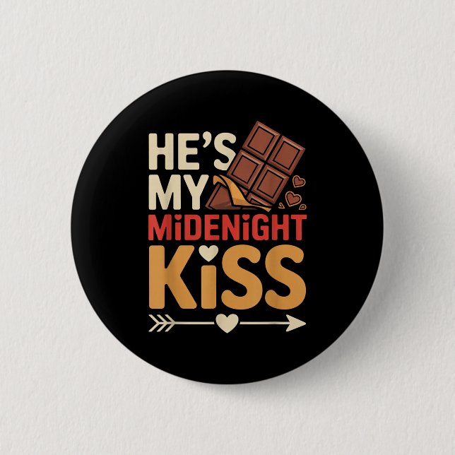Hes My Midnight Kiss Happy New Year Matching Coupl Knapp (Framsida)
