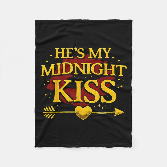 He's My Midnight Kiss Matching Couples Valentine’s Fleecefilt (Framsidan)