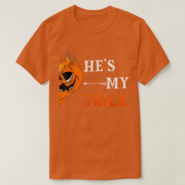 Hes my Treat Jackolantern Pumpkin Matching Couple T Shirt (Design framsida)