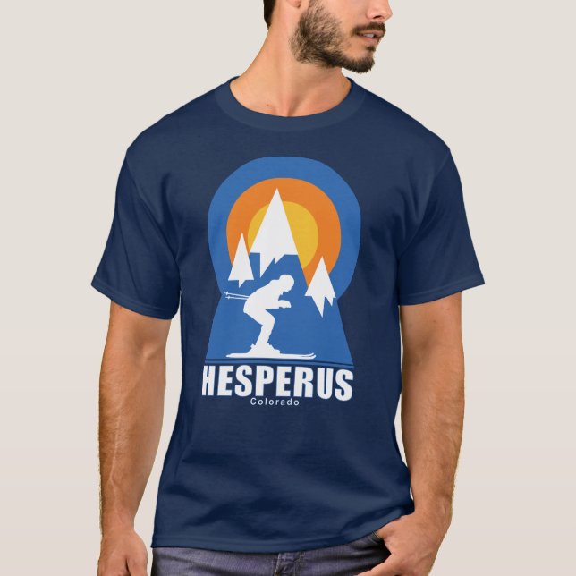 Hesperus Ski Sunset Retro T-Shirt (Framsida)