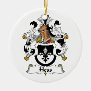Hess familjvapensköld julgransprydnad keramik