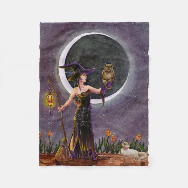 Hester och ugglaullfilten fleecefilt (Framsidan)