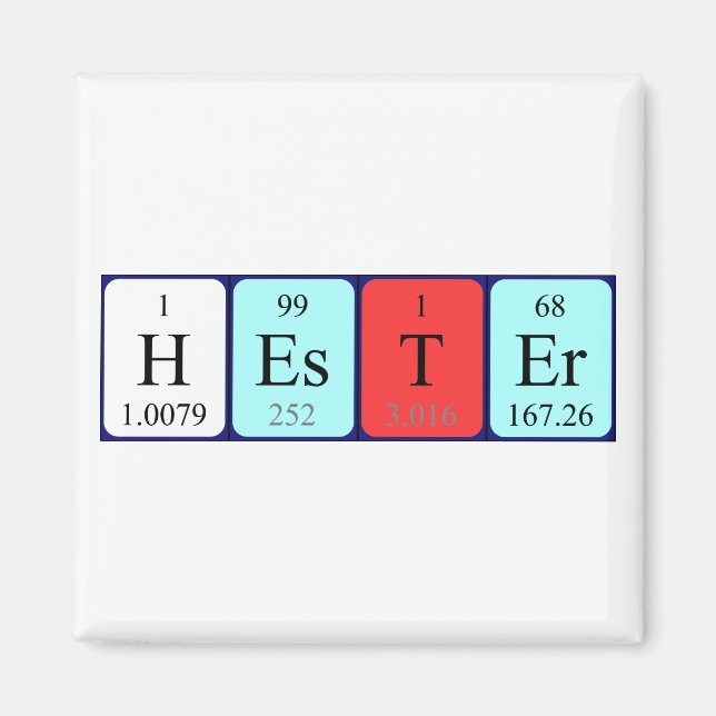Hester Periodisk bord namn magnet (Framsidan)