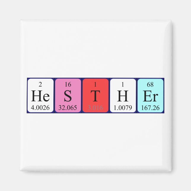 Hesther Periodisk bord namn magnet (Framsidan)