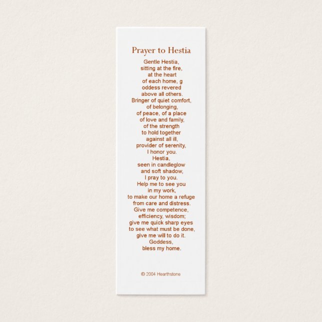 Hestia Prayer Card Litet Visitkort (Framsidan)