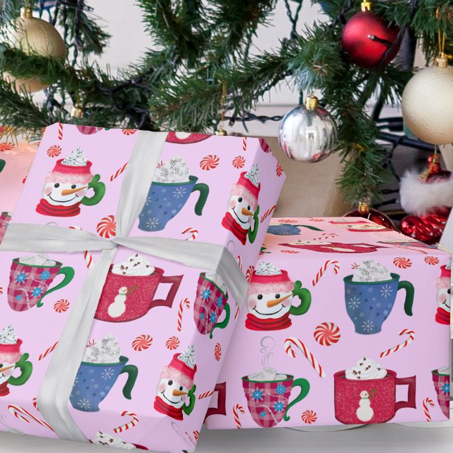 Het Choklad Pepparmynta Party Presentpapper (Cozy magic for gift-giving with hot chocolate peppermint wrapping paper!)