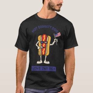 Het Diggity Dog 4 juli Patriotisk Grillning Pickni T Shirt