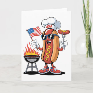 Het Dog 4 juli rolig patriotisk grillad korv US Kort