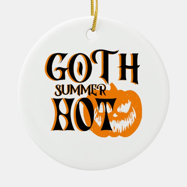 Het Goth Sommar-Skräck Leende Pumpa Julgransprydnad Keramik (Framsidan)