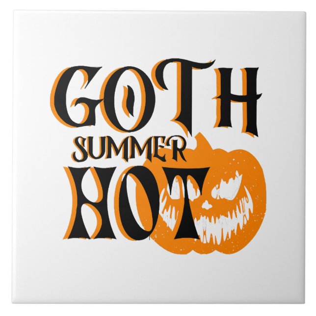 Het Goth Sommar-Skräck Leende Pumpa Kakelplatta (Framsidan)
