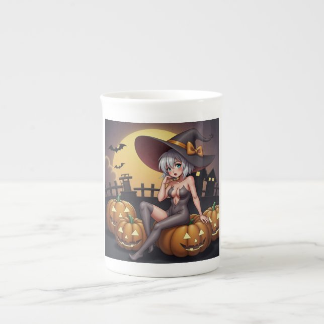 Het Häxa i Halloween Pumpafältet Benporslin Mugg (Framsidan)