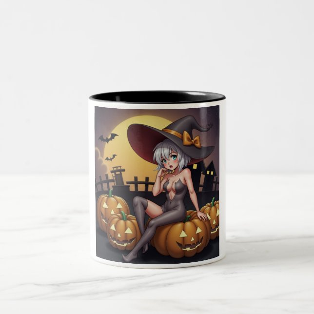 Het Häxa i Halloween Pumpafältet Två-Tonad Mugg (Center)
