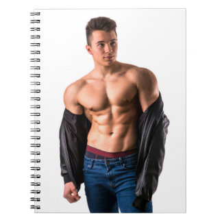 Het Hot Sexig Man Skjortlös Stud Öppen Läder Kille Anteckningsbok