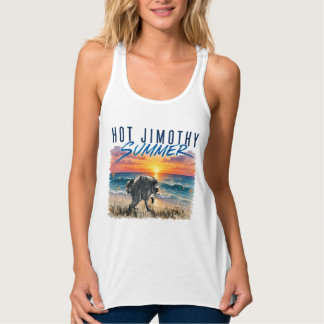 Het Jimothy sommar rolig tvättbjörn strand vintage Linne Med Racerback