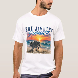 Het Jimothy Sommar Rolig Tvättbjörn Strand Vintage T Shirt