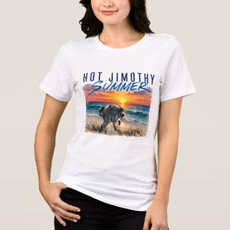 Het Jimothy Sommar Rolig Tvättbjörn Strand Vintage T Shirt