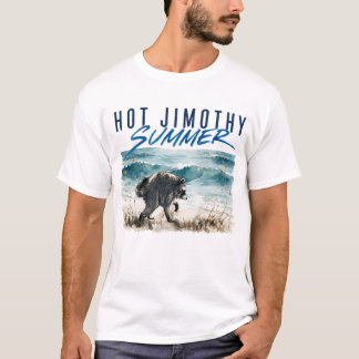 Het Jimothy Sommar Rolig Tvättbjörn Strand Vintage T Shirt