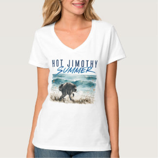 Het Jimothy Sommar Rolig Tvättbjörn Strand Vintage T Shirt