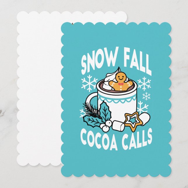 Het Kaka och Vinterstämning - Snöfall Kaka Annonse Inbjudningar (Fram/baksida)