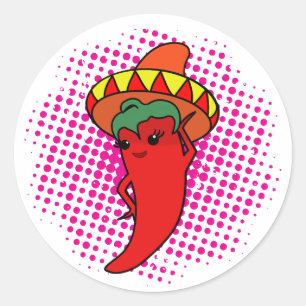 Het Kawaii Pepper Diva Rosa Spiral Runt Klistermärke