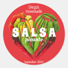 Het kryddstark chilipeppar hjärta mat etikett