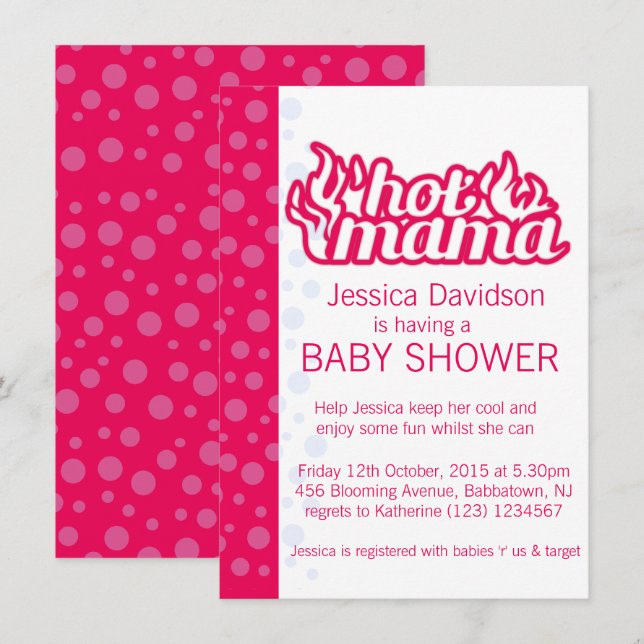 Het mamma baby shower het rosa blå prickar inbjuda inbjudningar (Fram/baksida)