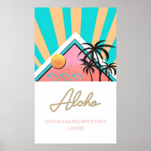 Het Neonskylt för Möhippa på Tropisk Strand Poster