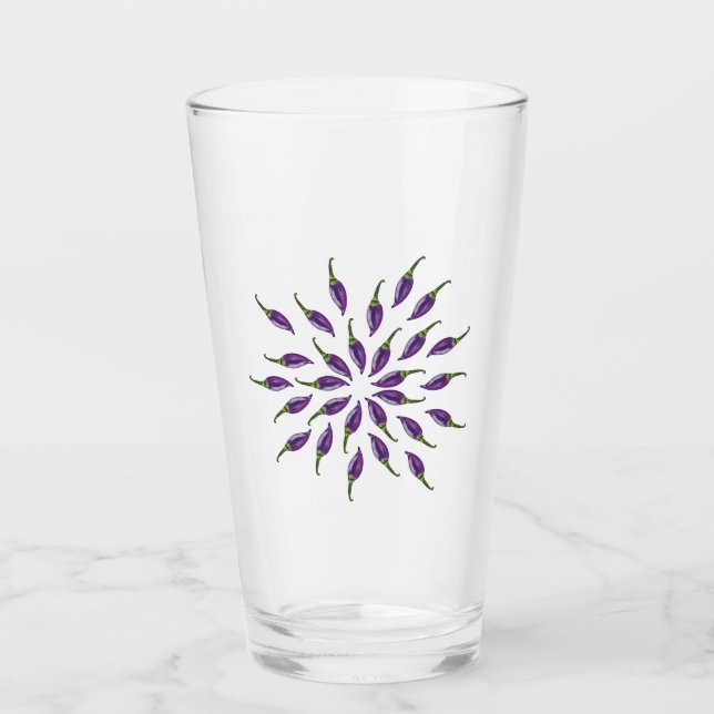 Het paprikamönster i lila mandala-konst glaskopp (Framsida)