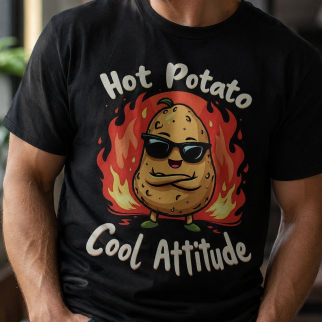 Het Potatis, Cool Attityd Rolig Svart T Shirt (Skapare uppladdad)