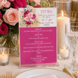 Het Röd Rosa Färg Stänk Bröllopsmeny Meny