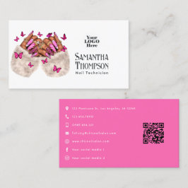 Het rosa afrikansk-amerikansk nagelsalong branding visitkort