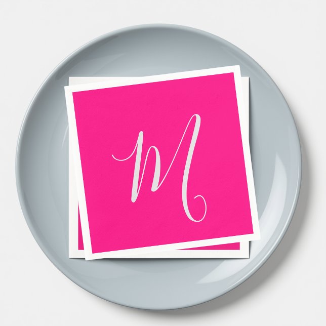 het rosa - chic monogram  pappersservett (Skapare uppladdad)