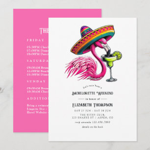 Het-rosa Fiesta Flamingo Sängkammarweekend Inbjudningar