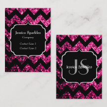 Het rosa glitter gnistrar svart Chevron Monogram